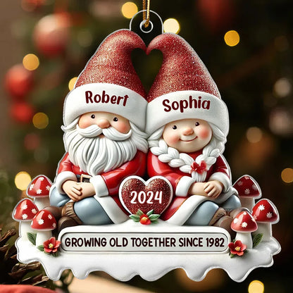 Santa Couple Acrylic Ornament with Heart - Festive Christmas Tree Decor, romantic keepsake, a unique creative gift for couples