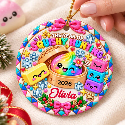 Personalized Ceramic Ornament, Colorful Squishy Hunting Keepsake, Unique Christmas Gift for Daughter