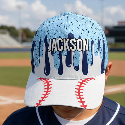 Personalized Classic Cap for Baseball Fans, Playful Ice Cream Drip Design, Creative Gift for Players
