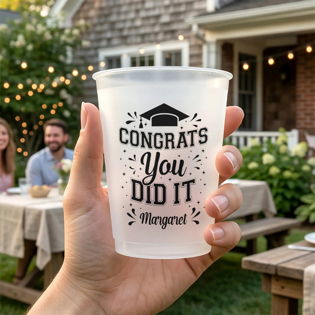 Personalized Frosted Plastic Cup with Graduation Cap Congrats You Did ...