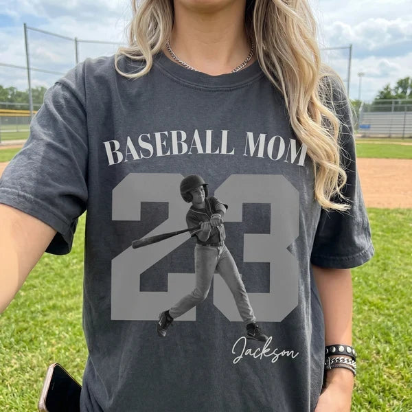 Soccer Mom Classic Tee, Personalized Dribbling Player Photo Keepsake, Creative Gift for a Proud Sports Mom