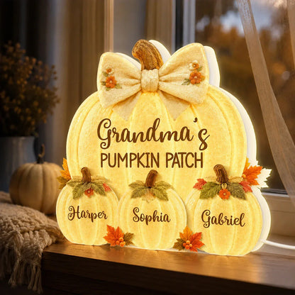Grandma's Pumpkin Patch Acrylic Light Box, Warm Autumn Keepsake, Creative Personalized Gift for Grandma