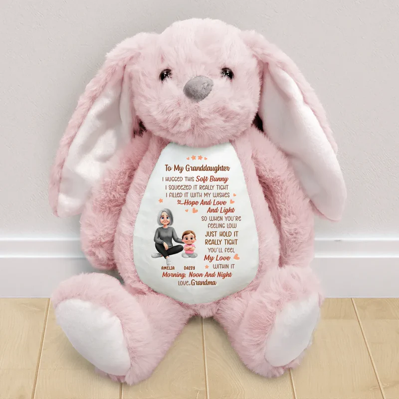 Personalized Plush Bunny for Granddaughter, Grandma 'I Filled It With My Wishes' Keepsake Gift, Sweet & Comforting