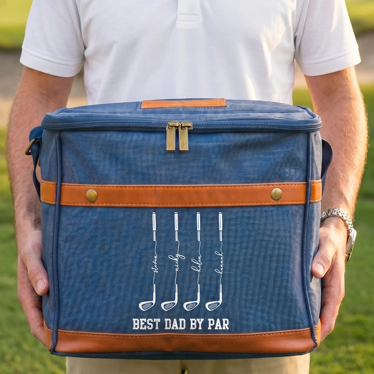 Personalized Golf Cooler Bag, Olive Drink Tote With Club Art, Unique Gift For Golf Lover