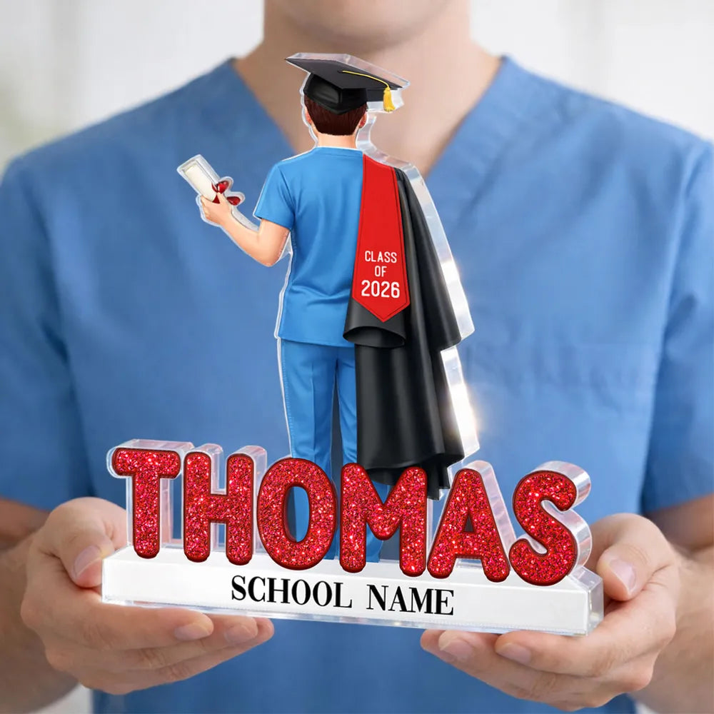 Personalized Shaped Acrylic Block Plaque for Nurse Graduation, Class Design Keepsake, Unique Gift for Her