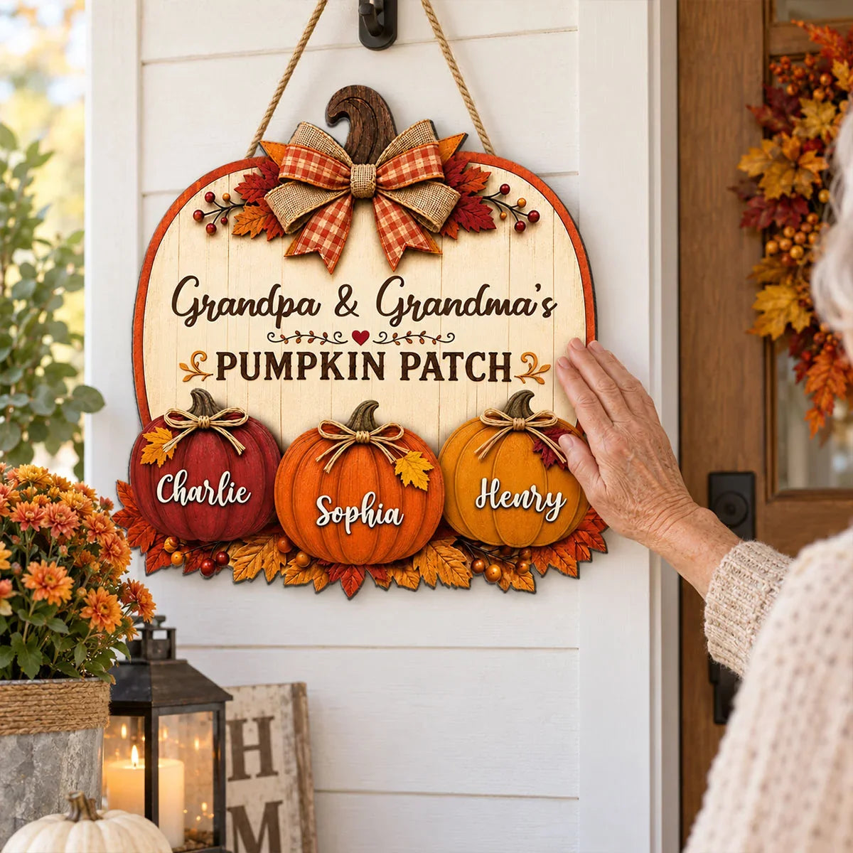 Personalized Wooden Sign, Grandpa & Grandma's Pumpkin Patch, Rustic Fall Porch Decor, Unique Gift for Grandparents