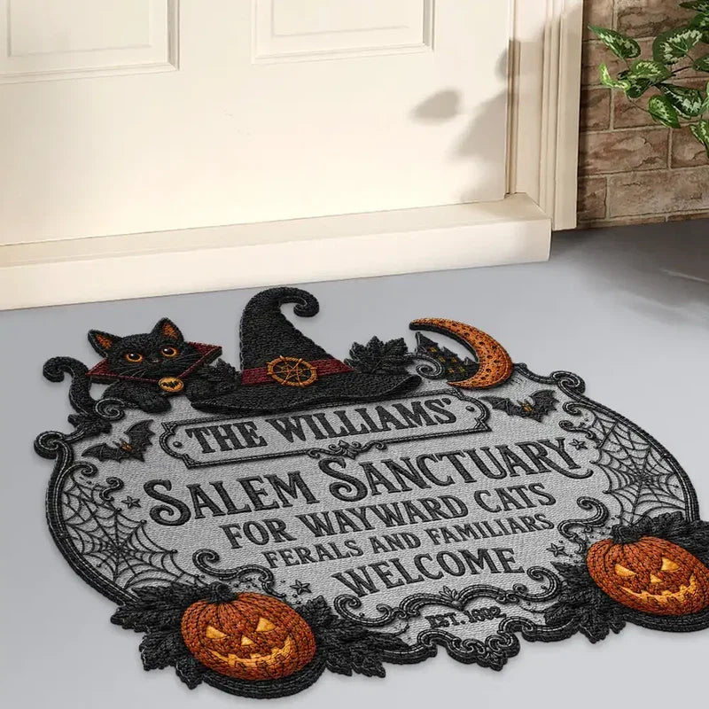 Personalized Shaped Doormat, Whimsical Cat Sanctuary Welcome, Creative Gift for Cat Lovers