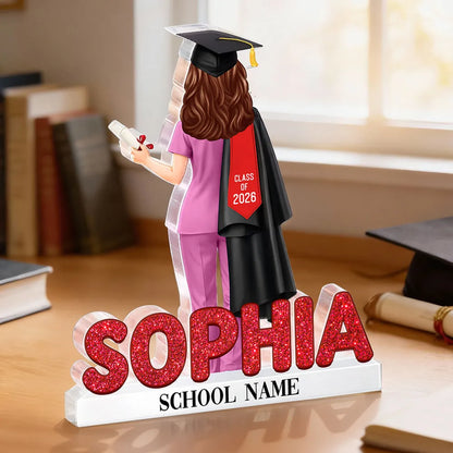 Personalized Shaped Acrylic Block Plaque for Nurse Graduation, Class Design Keepsake, Unique Gift for Her