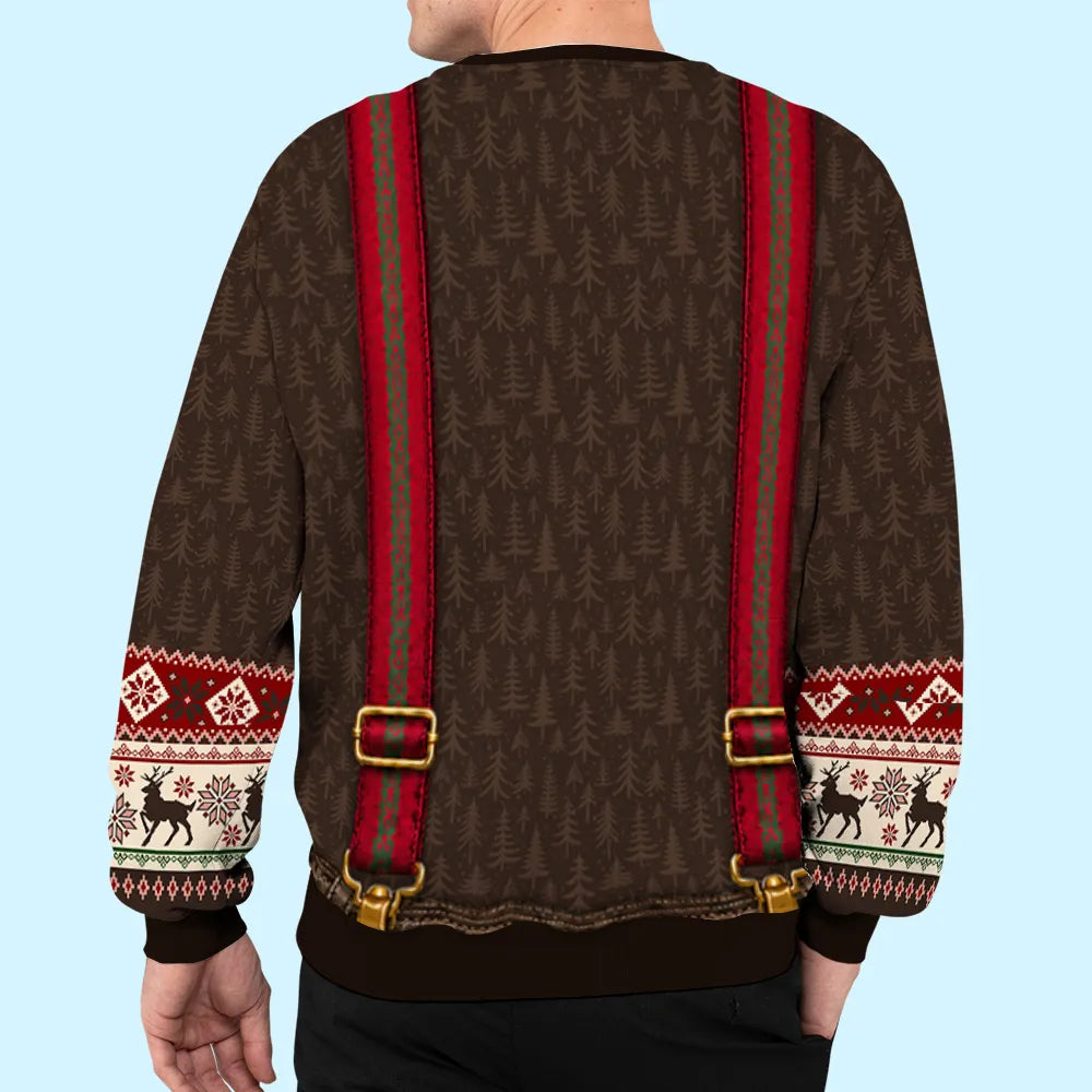 Personalized Jolly Belly Printed Sweatshirt, Laughing Man Festive Style, Unique Gift for Men