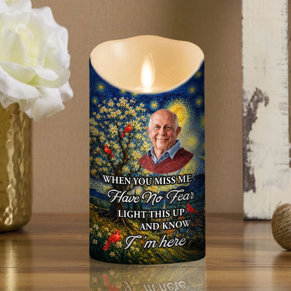 Custom Flameless LED Candle, When You Miss Me Quote & Cardinals, Creative Sympathy Gift for Home