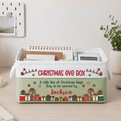 Personalized Rope Basket, Christmas Eve Box with Festive Gift Art, Unique Gift for Kids and Families