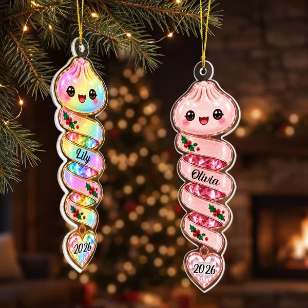 Personalized Acrylic Ornament, Cute Pastel Character for Christmas Tree Decor, Unique Gift for Kids