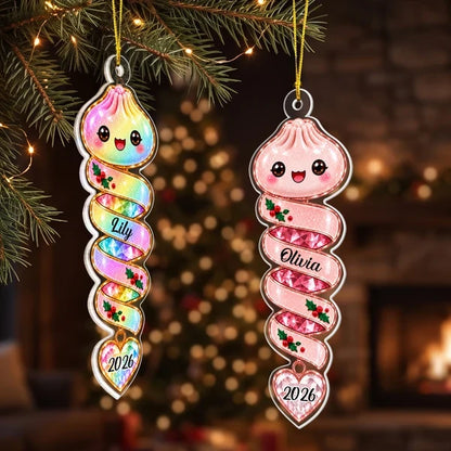 Personalized Acrylic Ornament, Cute Pastel Character for Christmas Tree Decor, Unique Gift for Kids