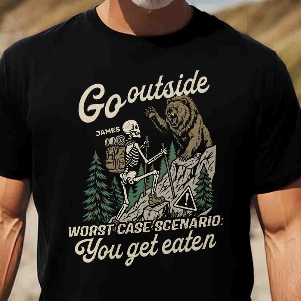 Hiking Is Just Walking Classic Tee, Creative Gift For Hikers With Vintage Bear Forest Art