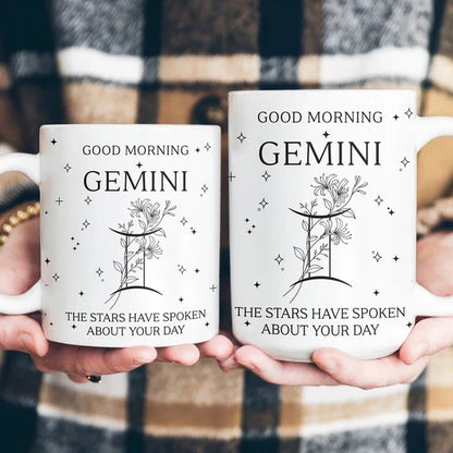 Personalized Two-Tone Mug, Good Morning Zodiac Art, Creative Gift for a Friend or Sister