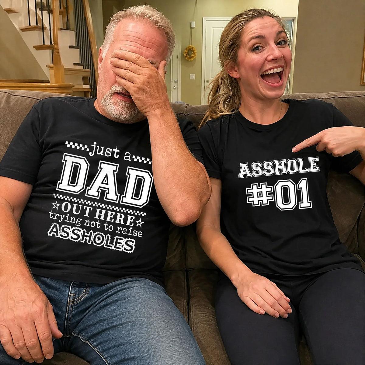 Sarcastic Family Classic Tee, Personalized Unique Creative Gift for Laughing Dad & Son, Bold Black Style