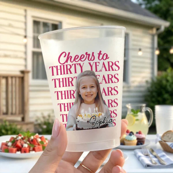 Personalized Frosted Plastic Cup with Custom Portrait, Colorful Birthday Keepsake and Unique Gift for Family