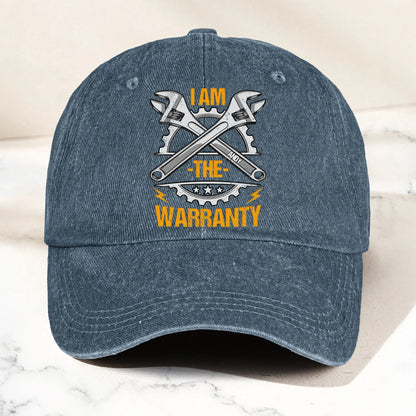 Washed Denim Baseball Cap with Funny Wrench Graphic, Personalized Unique Gift for Grandpa & Garage Fans
