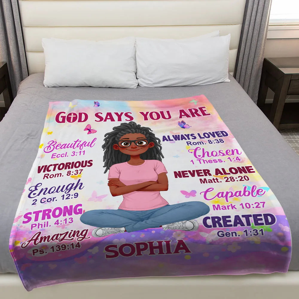 Personalized Fleece Blanket With Faith Quote for Kids, Pastel Butterfly Design, Unique Christian Gift That Reminds Them They're Loved