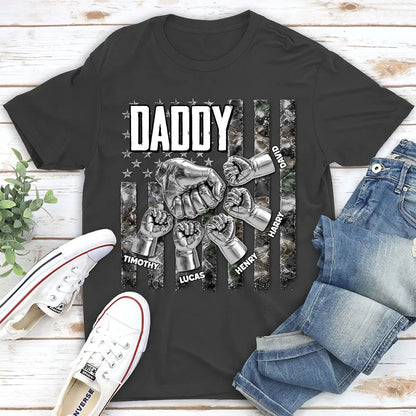 Personalized Dad Fist Bump Classic Tee, Unique Patriotic Gift for Dad With Bold Family Pride