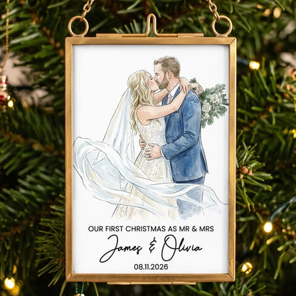 Our First Christmas Hanging Photo Frame Ornament, Personalized Wedding Portrait, Creative Gift for Newlyweds