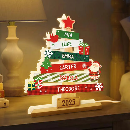 Acrylic Light Box Christmas Tree Sign for Families – Warm Fireplace Décor, customizable glow, heartwarming keepsake, perfect gift for holiday gatherings