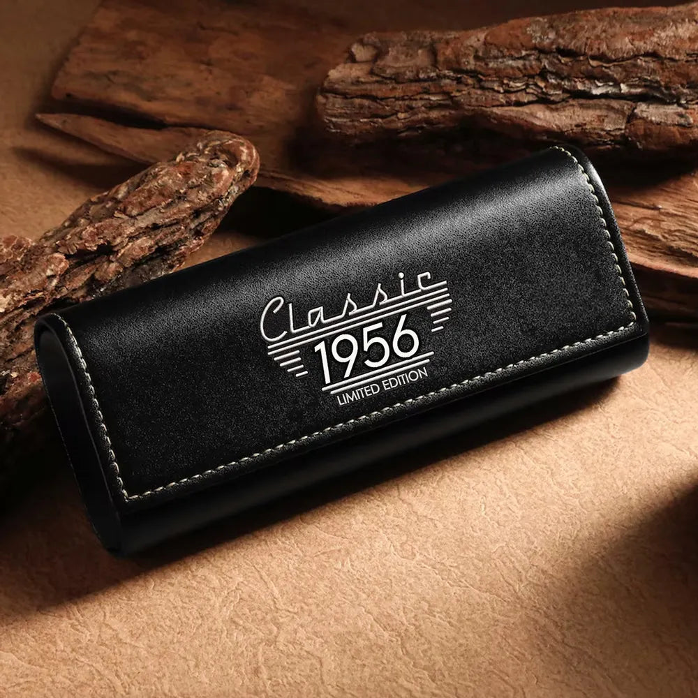 Classic Edition Leather Eyeglass Case for Dad, Custom Nostalgic Keepsake and Creative Gift