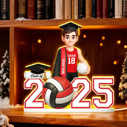 Graduation Acrylic Light Box with Custom Volleyball Player, Soft Atmosphere Lighting Keepsake for Class of 2025 and Unique Gift for Friends