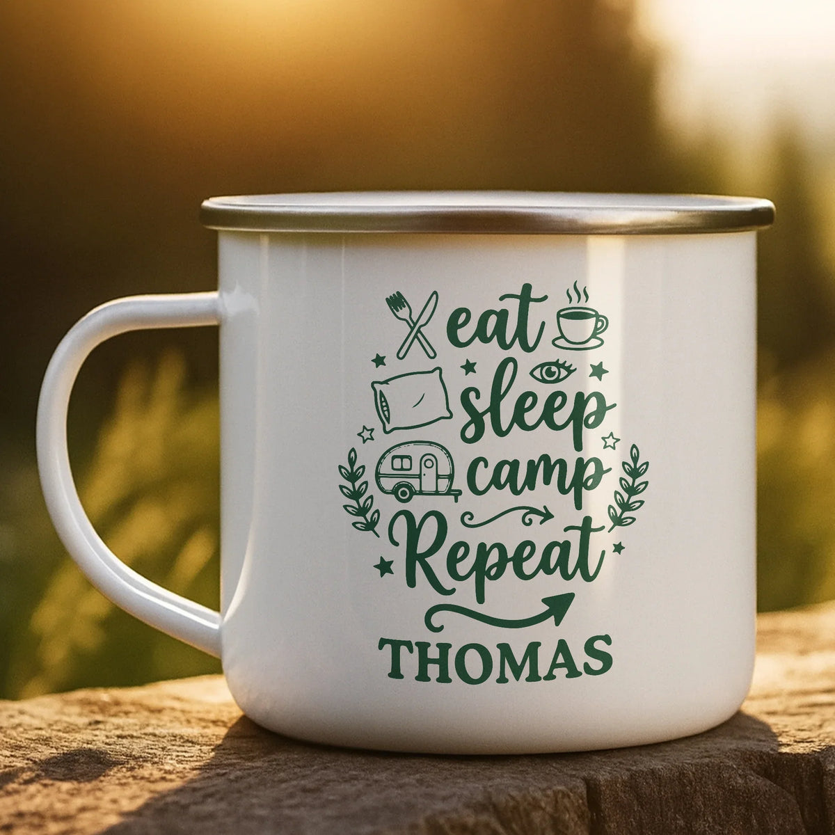 Enamel Mug for Campers, Explore New Adventures Design, Unique Creative Gift for Outdoor Friends