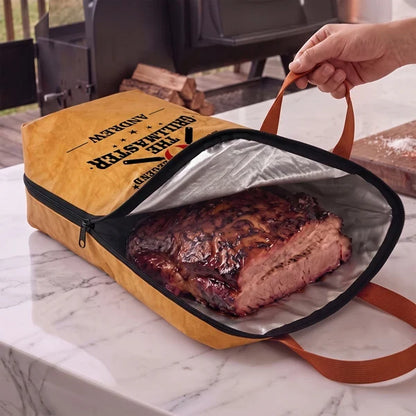 Personalized BBQ Resting Bag, Flame and Grill Tool Design for Backyard Cookouts, Unique Gift for Grill Lovers