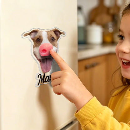 Custom Dog Fridge Magnet With Playful Pet Face, Cute Kitchen Decor, Unique Creative Gift for Pet Owner