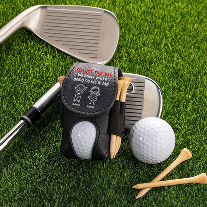 You Got This, Dad, Leather Golf Ball Holder, Creative Custom Golf Gift for Dad from Kids on the Course