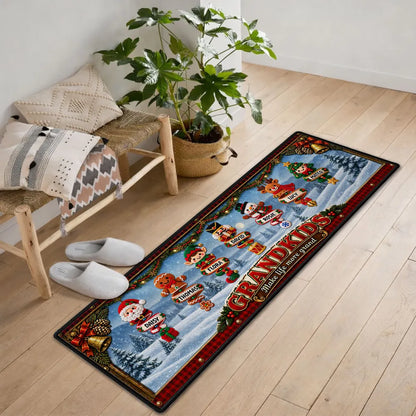Grandkids Make Life More Grand Personalized Premium Doormat, Festive Snowy Entryway Decor, Creative Gift for Grandparents