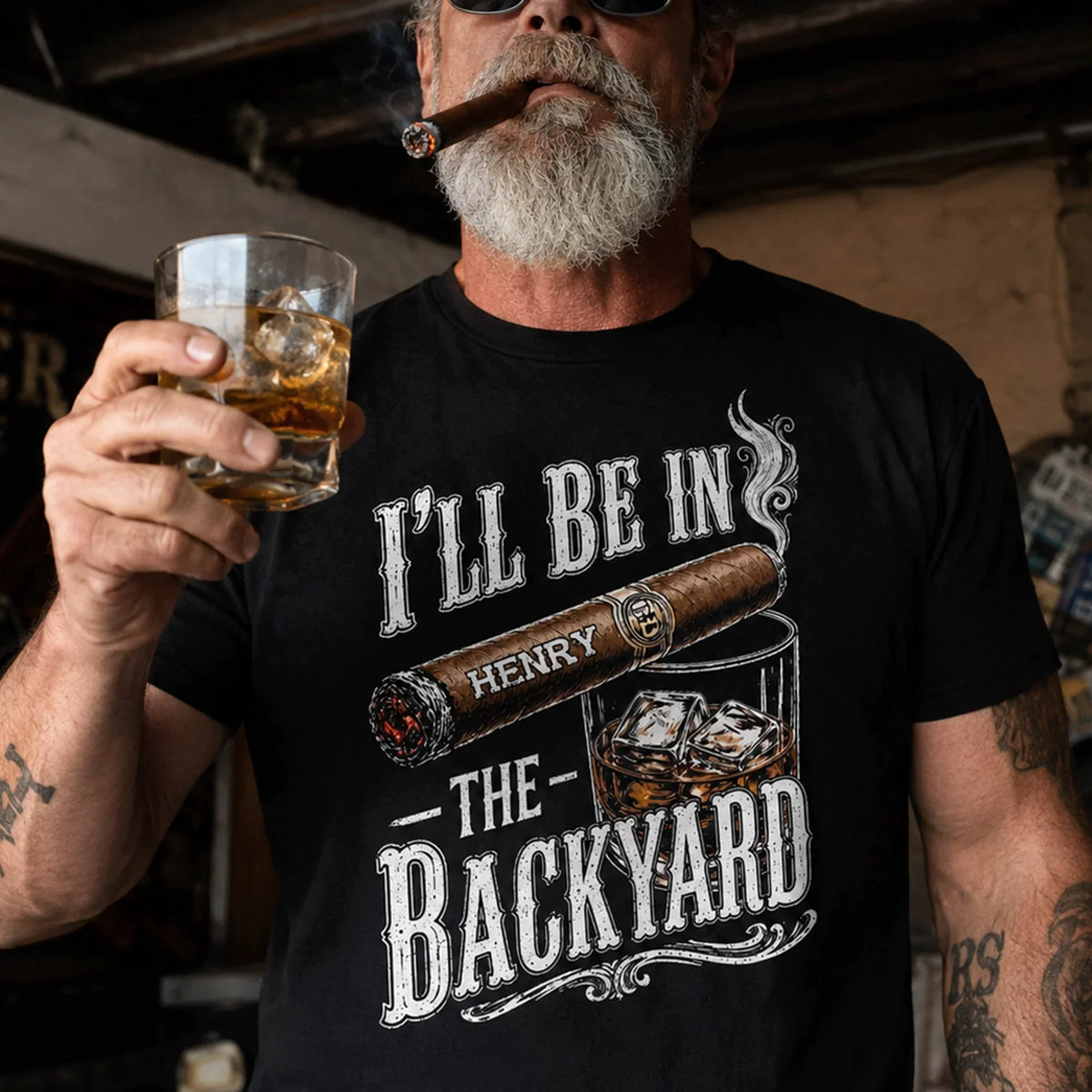 Personalized Classic Tee With I'll Be In The Backyard Quote, Creative Gift For Husband Or Grandpa