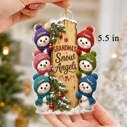 Grandma's Snow Angels Acrylic Ornament, Personalized Family Keepsake for the Christmas Tree, Creative Gift for Grandma