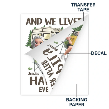 Making Memories One Campsite At A Time Sticker Decal, Personalized Campfire RV Couple Scene, Creative Gift