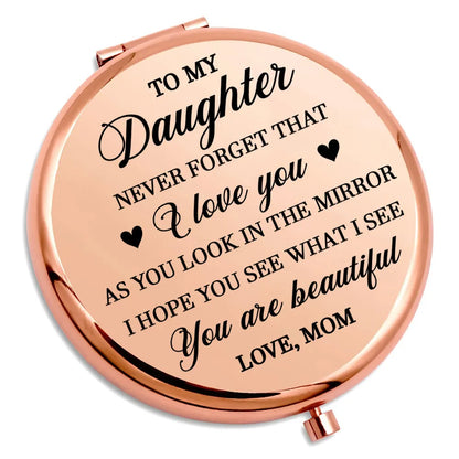 To My Daughter You Are Beautiful Personalized Metal Compact Mirror, Sweet Everyday Reminder, Unique Gift