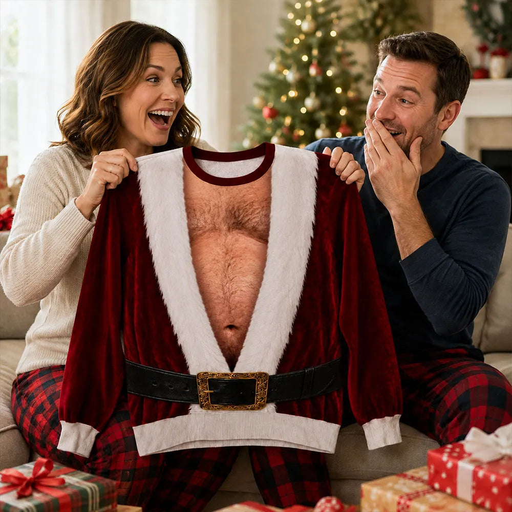 Personalized Printed Sweatshirt, Cheeky Santa Costume Design, Unique Christmas Gift for Men