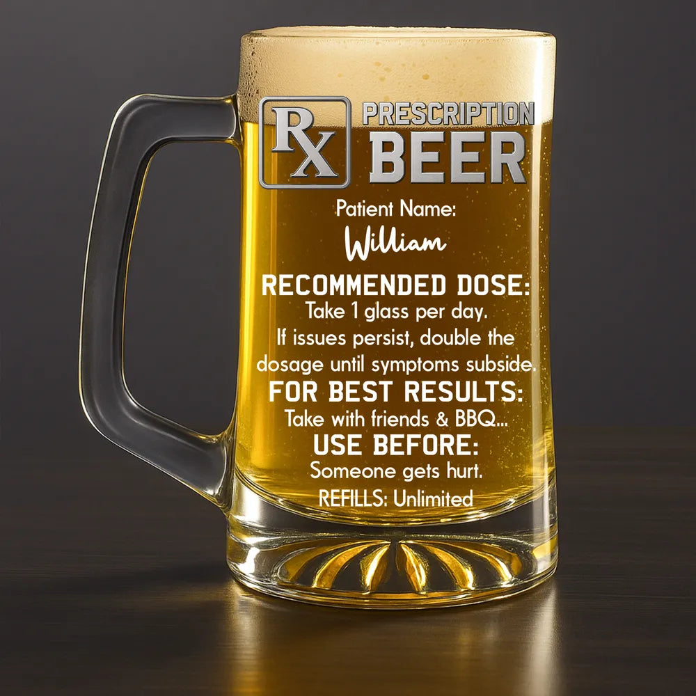 Custom Handled Beer Glass, Double Dose Beer Joke for Warm Bar Nights, Unique Creative Gift for Beer Lovers