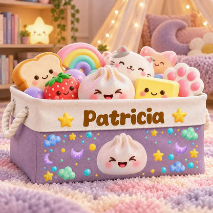 Personalized Cotton Linen Rope Basket, Cute Dreamland Design for a Girl's Bedroom, Unique Gift for Daughter