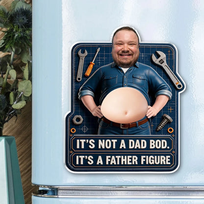 Father Figure Silicone Belly Acrylic Magnet, Personalized Dad Humor with Workshop Tools, Creative Gift for Dad