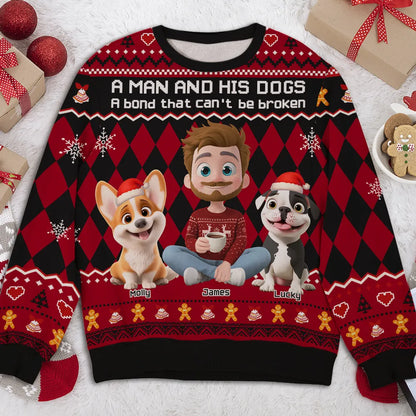 Personalized Printed Sweatshirt for Dog Dads – A Man and His Dog Christmas Gift, Unique Cozy Holiday Surprise