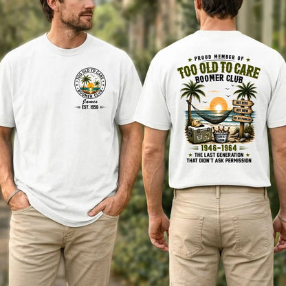 Classic Tee with Beach Boomer Club Artwork, Custom Funny Shirt, Creative Gift for Grandpa
