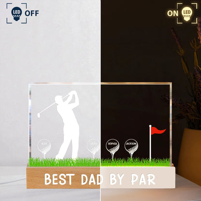 Best Dad by Par Block LED Light Plaque, Warm Golf Glow, Personalized Creative Gift for Dad