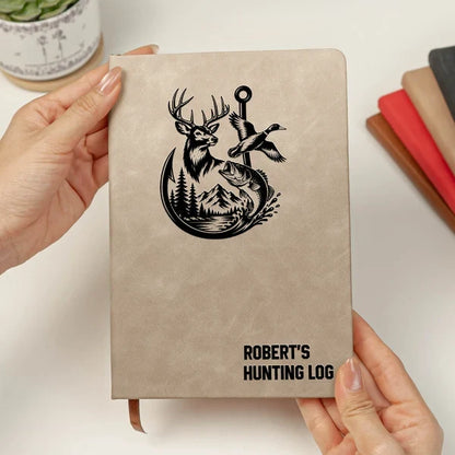 Personalized Leather Journal for Hunting Memories, Rustic Deer Design, Creative Gift for Dad or Husband