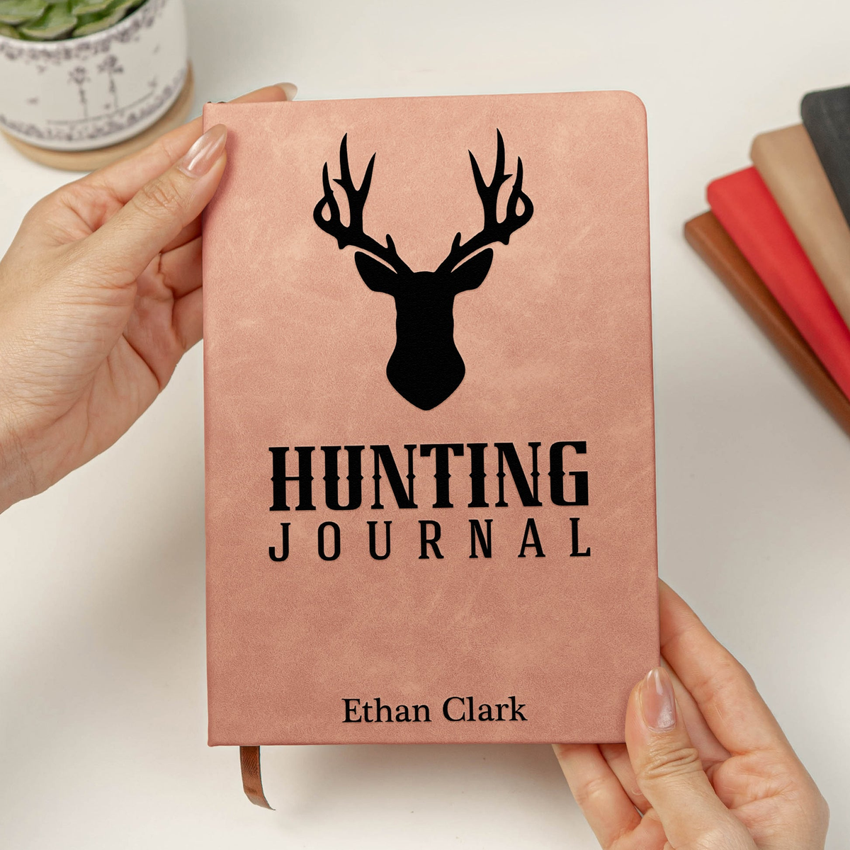 Leather Journal Deer Hunting Journal with Stag & Forest Cover for Hunting Adventures Unique Gift for Husband Dad Grandpa