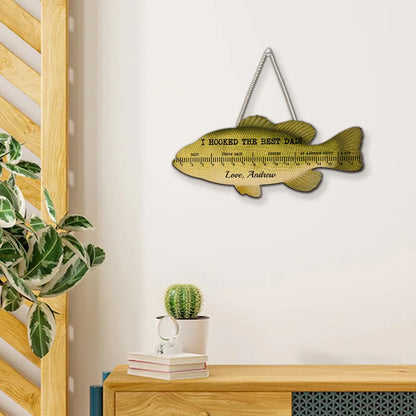 Personalized Fish Ruler Wooden Sign, Custom Fishing Decor for Dad, Unique Creative Gift