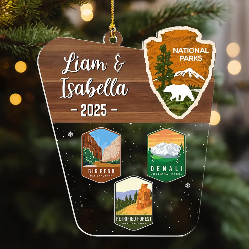 Personalized National Parks Acrylic Ornament, Scenic Christmas Tree Keepsake, Unique Gift for Family
