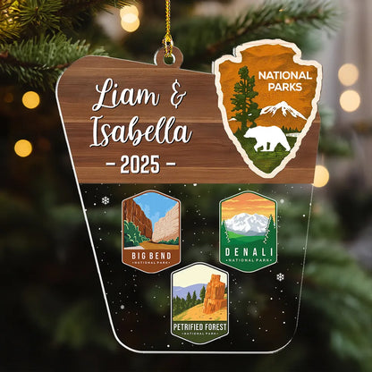 Personalized National Parks Acrylic Ornament, Scenic Christmas Tree Keepsake, Unique Gift for Family
