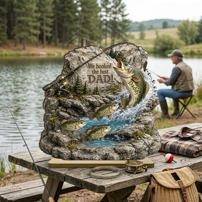 We Hooked the Best Dad 2-Layer Wooden Plaque, Creative Custom Gift from Kids